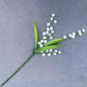 Artificial lily of the valley flower branch faux plant for home wedding decor white.