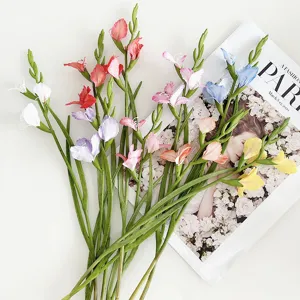 Steli di fiori di gladiolo artificiali in gomma morbida per decorazione domestica nozze
