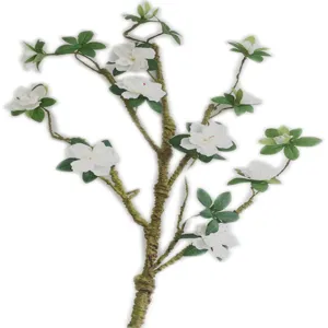 Ramo di fiori di azalea bianca artificiale per decorazione soggiorno e stile di composizione