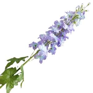 Artificial delphinium flower long stem purple fake floral branch for wedding arch decor.