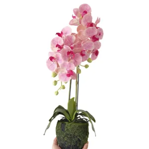 Artificial Phalaenopsis Orchid Potted Plant Fake Silk Flowers Home Decor Wedding