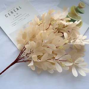 Fausse Plante Verte Artificielle Branche 9-Fourche Feuilles De Jujubier Pour Maison Mariage Fête Simulation Décor Floral
