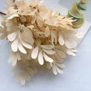 Bouquet de fausses plantes vertes à feuilles de monnaie beige eucalyptus pour décoration de mariage