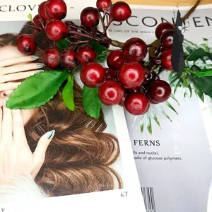Artificial red berry branch fake flowers for home decor Nordic style floral arrangement