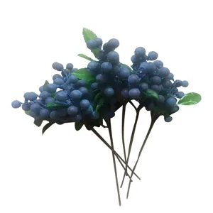 Artificial blue berry branches fake flowers for home decor Nordic style floral arrangement