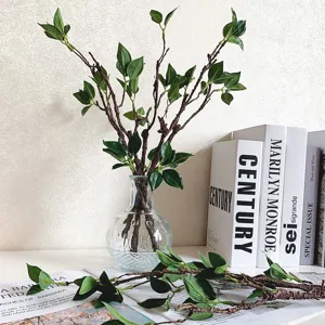 Detail view of artificial foam branches and fake vines for home decoration staging.