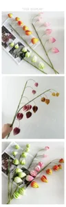 Detailed view of artificial PU physalis lantern fruit branches for floral arrangement decor.