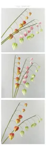 Detail view of artificial PU Chinese lantern fruit branches, perfect for floral decoration.
