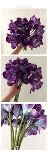 Mazzo di fiori artificiali PU cymbidium decorazione casa oggetti di scena foto viola