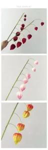 Detailed close-up of artificial PU physalis lantern flower branches with vibrant fruit.