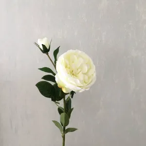 Fiore artificiale rosa bianca stelo singolo peonia di seta per decorazione matrimonio casa.