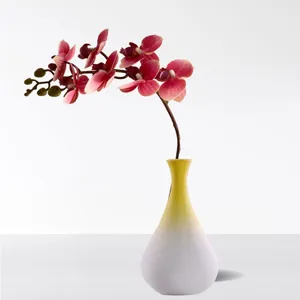 European 3D artificial phalaenopsis orchid in gradient vase for home decor and desktop display