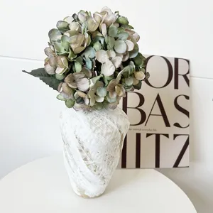 Artificial hydrangea autumn color flower bouquet short branch home wedding decorative vase