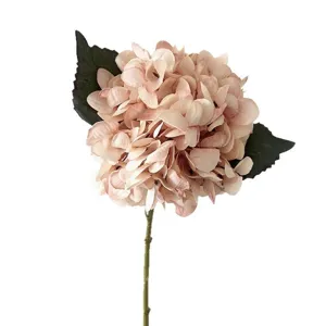 Artificial hydrangea flower short stem autumn color faux floral for home wedding decor photo