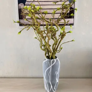 Artificial twisted tree branch set with grey vase for home decor and wedding arrangement.