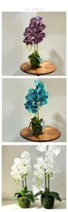 Artificial phalaenopsis orchid detail display showing realistic glued touch petals.