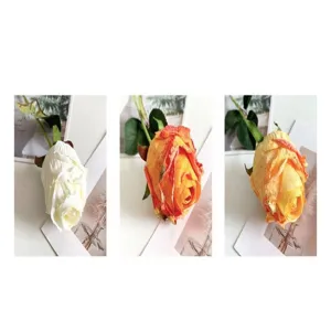 Fleur artificielle de rose vintage française, tête seule, pour déco maison et accessoires photo.