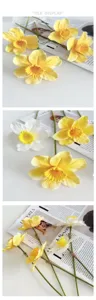 Flor de narciso artificial individual simulación flor falsa para hogar boda ramo de novia