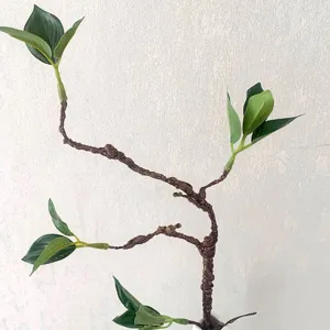 Artificial green leaf tree branch for home decor DIY flower arrangement floral accessory