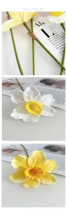 Narciso artificial individual falso para decoración del hogar, arreglo floral realista.