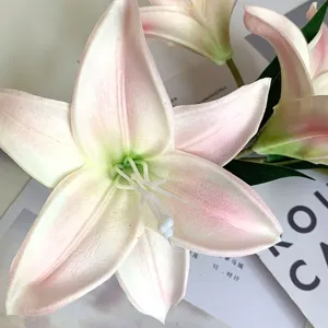 Artificial lily flower detail, premium moisturizing fake floral for home wedding decor.