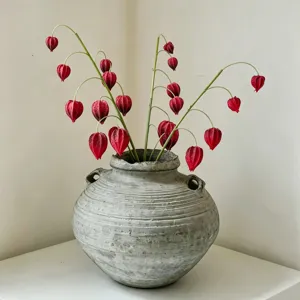 Artificial PU Chinese Lantern Fruit Physalis Branch Fake Plant Floral Material For Wedding Hotel Home Decoration