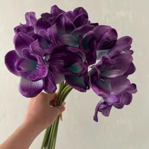 Fiore Artificiale in PU Orchidea Stile Europeo Stelo Singolo Tocco Realistico Per Arredamento Accessori per Fotografia