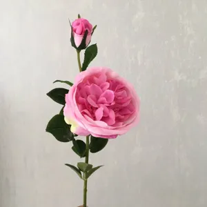 Fiore artificiale rosa peonia stelo singolo dettaglio primo piano per decorazione matrimonio