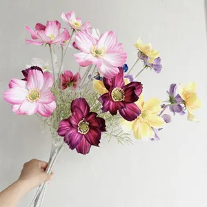 Artificial cosmos flower bouquet multicolored silk floral arrangement home hotel decor
