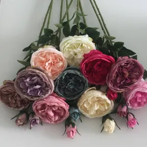 Bouquet di rose e peonie artificiali fiori di seta colorati decorazione per matrimonio casa
