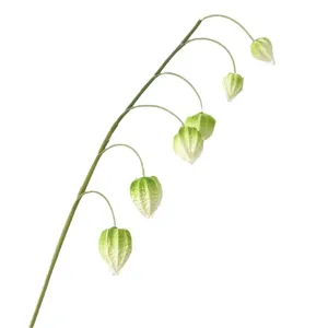 Artificial PU Chinese lantern flower branch green faux physalis plant home wedding floral decor