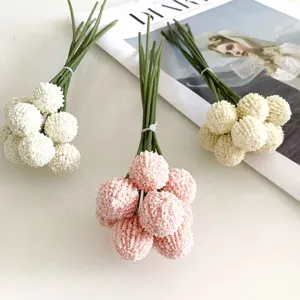 Bouquets de fleurs artificielles craspedia fausses fleurs pour déco de mariage maison