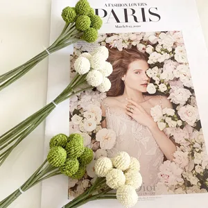 Fleurs artificielles Craspedia Boules Vertes Blanches Bouquet Mariage Décoration Maison
