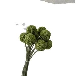 Bouquet de fleurs artificielles craspedia 9 têtes fausses fleurs vertes décoration