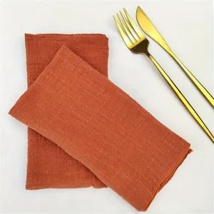 Textured rust cloth napkins set for wedding party dinner table decoration versatile home use