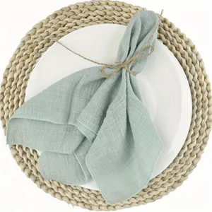 Sage green crinkle cloth napkin for dining table wedding party home decor table setting aesthetic