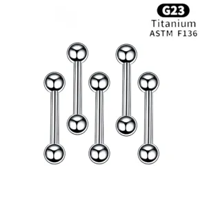 Hochwertiges G23 Titan 14G Gerade Hantel Zungenpiercing Körperschmuck Detailansicht