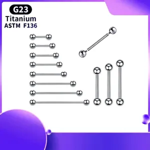 G23 Titan ASTM F136 Zungenpiercing Doppel Kugel Gerade Barbell Innengewinde Körper Piercing Schmuck Für Herren Damen