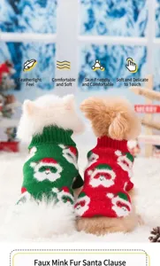 Cute Christmas dog sweater, warm knitted pet clothes for small dogs, winter holiday costume.