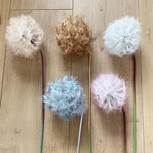 Artificial Dandelion Single Stem Silk Flower Minimalist Minimal Floral Arrangement For Home Wedding Restaurant Decor