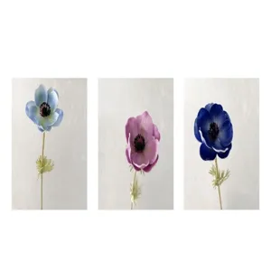 Artificial PU anemone flower single branch detail view for home dining room decoration props.