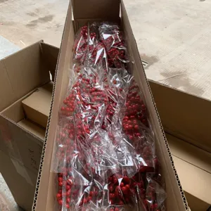 Artificial red berry stems holly winterberries bulk packaging for home holiday floral decor