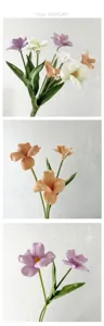 Artificial tulip flower close-up detail showcasing multi-color petals and realistic stems.