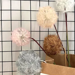 Artificial dandelion single stem detail shot, perfect for home decor and wedding floral design.