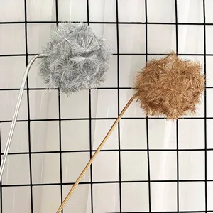 Artificial single dandelion flower detail view, minimalist style home floral decor accessory.