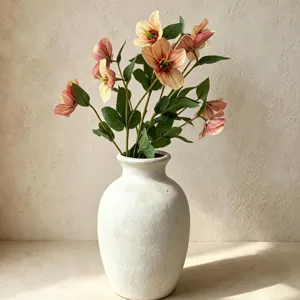 Künstliche Christrose Seidenblume 3D-Druck Einzelner Stiel Blumenstrauß Für Haus Hochzeit Party Dekoration