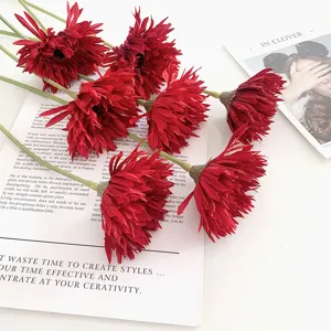 Fleurs de marguerites gerbera rouges artificielles tige unique fausse fleur pour mariage
