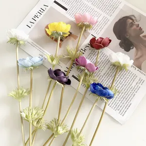 Artificial anemone PU single branch fake flower for home decor and party photography props