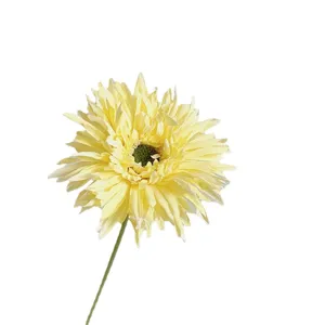 Fausse fleur de gerbera unique de couleur jaune pour décoration de mariage et maison.