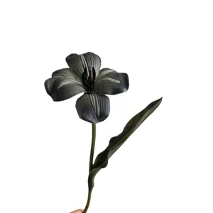 Retro PU artificiale tulipano fiore stelo scuro floreale casa matrimonio festa prop